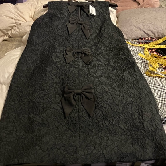 kate spade - $498 Black Sleeveless Lace Sheath Mini Dress w/ Bow Appliqués, 12 - Picture 10 of 15